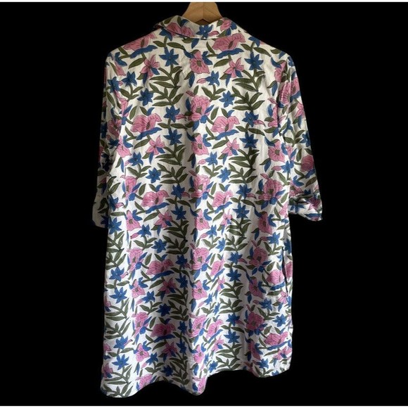 navyBLEU Button Tunic Coverup Mid Thigh Cotton Lined Dress Small CUTE! - Picture 2 of 6